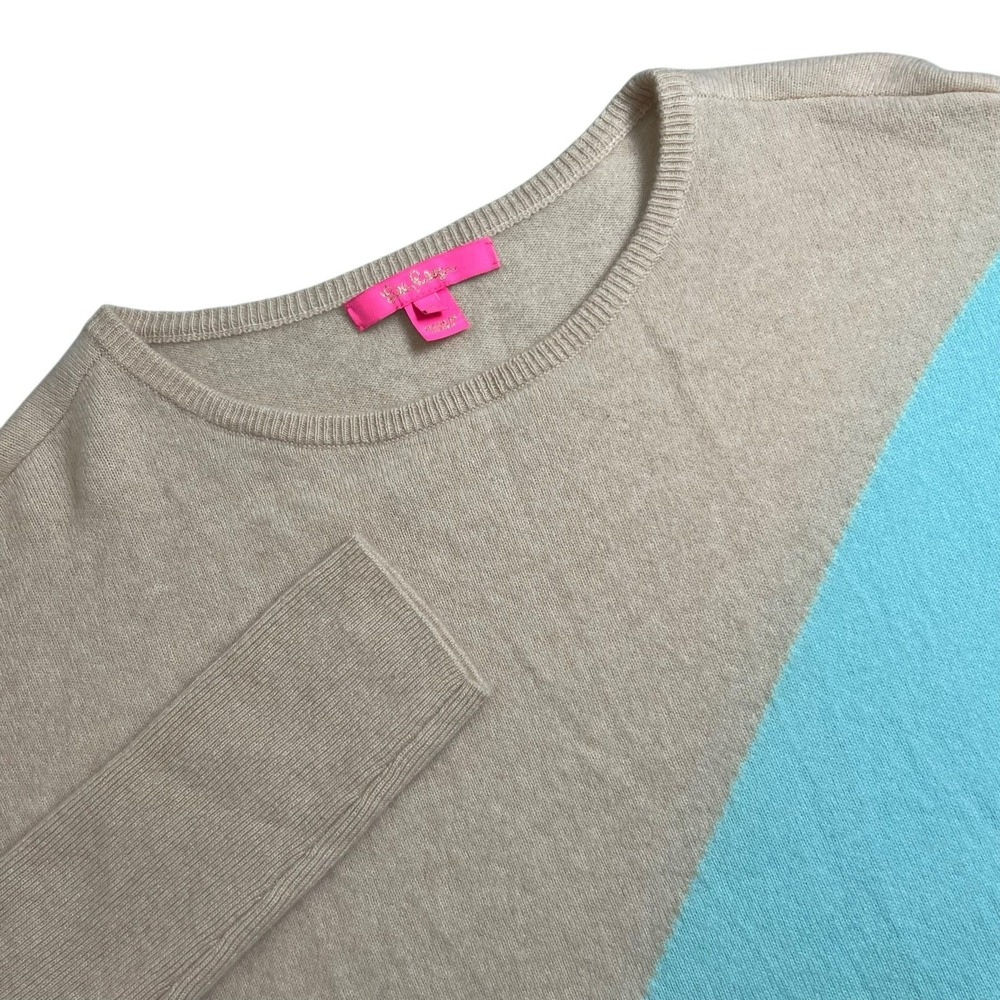 Lilly Pulitzer‎ Womens Small Cashmere Colorblock Long Sleeve Sweater FLAW READ
